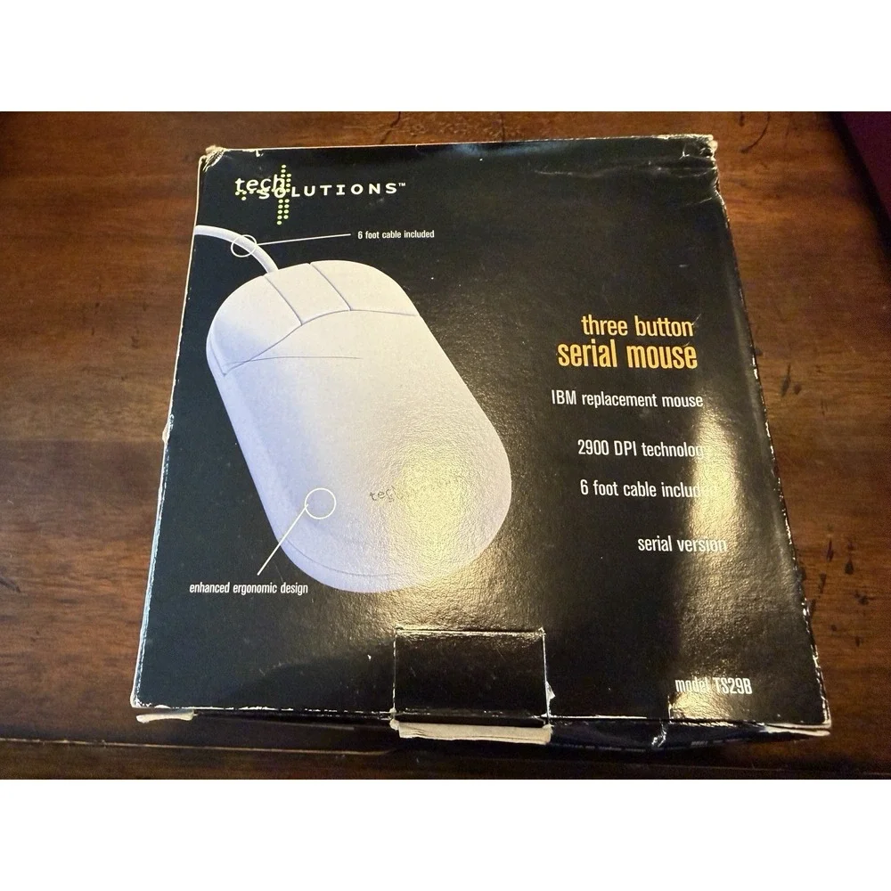 VTG IBM Replacement Mouse Tech Solutions TS29B 3 Button Serial Mouse 1998